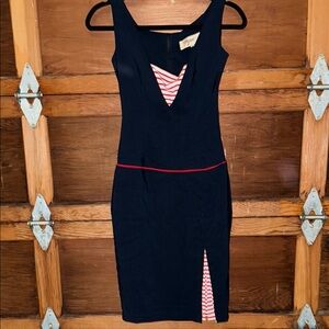 Tatyana red white and blue Bodycon Midi Dress Sleeveless